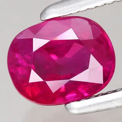 Precious! 0.83ct Oval 5.8x4.6mm Natural Heated Pinkish Red Burmese Ruby Gemstone - Image 1 of 4