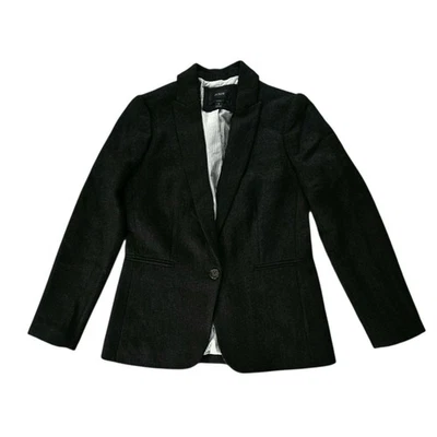 Jaqueta Blazer J Crew Parke Cinza Escuro Espinha de Arenque Lua Lã Inglesa Tamanho 4 - Imagem 1 de 4