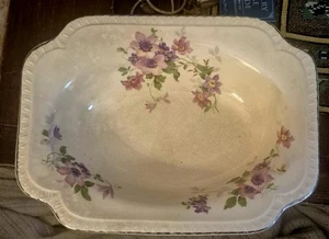 Vtg. Salem Heirloom Rectangular  Wildflower Serving Bowl Platinum Gold Rim 9.5x7 - Picture 1 of 10