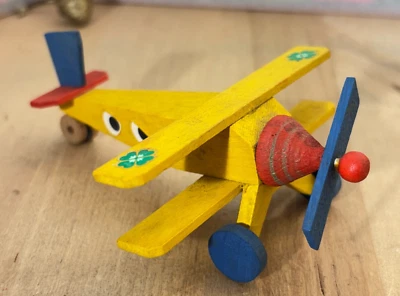 Steinbach Wood Biplane Double Wing Plane, Moving Propeller, 4" - Image 1 of 4