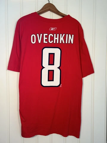 Reebok Alex Ovechkin Washington Capitals Men's 2XL Red T Shirt Hockey NHL Cover