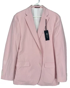 TOMMY HILFIGER Jacket Size 44L Light Pink Chambray Modern Fit Flex Stretch - Picture 1 of 5