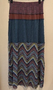 Anthropologie Weston Pull On Maxi Skirt Size M Boho Geo Print Multi Color - Picture 1 of 6
