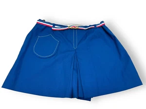 VTG 1970s Mod GOGO Blue Mini Summer Skirt Skorts Thin Patriotic Belt Sz 16 NOS - Picture 1 of 11