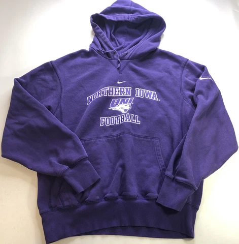 Nike Sweatshirt Mens Medium Purple Northern Iowa Football Center Check Hoodie Cover