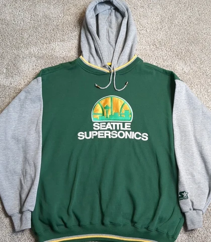 Vintage Seattle Supersonics Starter Hoodie Pullover Embroidered Pockets EUC L/XL Cover