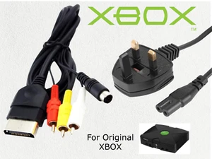 S-Video AV Cable and Power Supply Lead Bundle for  Original Microsoft Xbox - New - Picture 1 of 1