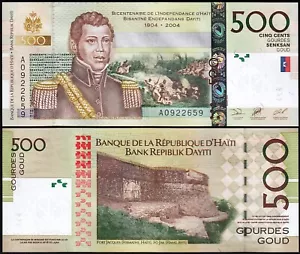 Haiti 500 Gourdes 2004, UNC, P-277a, Comm.Bicentennial of Haiti, Präfix A - Bild 1 von 3