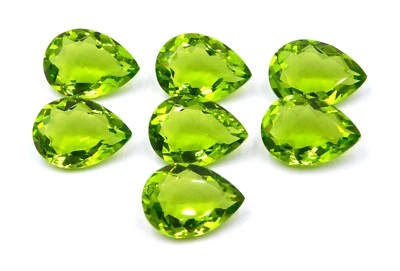 Peridot Pear Cut Lot Loose Lab Created Gemstone 13x18 MM For Jewelry P-2955 - Image 1 of 4