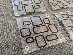 Set Of 7 Decorated Under Glasses made of glass, transparent - Picture 1 of 20