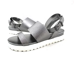 Sandalias planas BCBG Generation Ellis plata metálica polvo con correa al tobillo mod 8 nuevas - Imagen 1 de 5