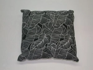 Indoor Throw Pillow ~ Black & White Tropical Leaves ~ 12 x 12 **NEW** - Picture 1 of 2
