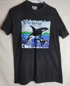 Vintage 90s Victoria Canada Logo whales π unisexShort Sleeve Tee T-Shirt Large - Picture 1 of 4