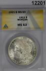 1921 MORGAN SILVER DOLLAR ANACS CERTIFIED MINT STATE 63 FROSTY  12201