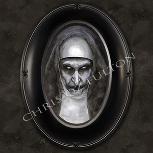 Valak die Nonne der beschwörende Horror gerahmter Kunstdruck von Chris Oz Fulton signiert - Bild 1 von 2