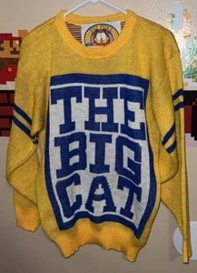 Vintage Garfield The Big Cat Knit Crewneck Sweater Medium Yellow Made Usa 70s - Picture 1 of 7