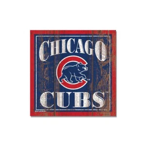 LOT OF TWO (2) CHICAGO CUBS (3" X 3") DISTRESSED LOOK, WOODEN MAGNETS - Picture 1 of 2