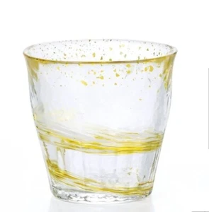 Aderia Tsugaru Vidro Hyoka Gold Rocks Glass Wheat 300ml F-71465 Made in Japan - Picture 1 of 8