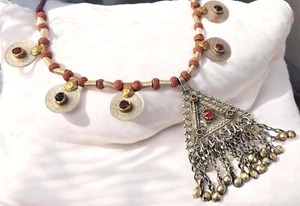 Vintage Afghani Tribal Kuchi Banjara Boho Gypsy Handcrafted Pendant Necklace - Picture 1 of 3