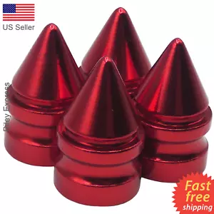 4x Wheel Tire Valve Cap Stem Cover For Bike, Car, Trucks SPIKE RED - Picture 1 of 12