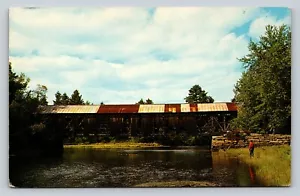 Hemlock Covered Bridge Over Saco River in Maine Vintage Postcard A170 - Picture 1 of 2
