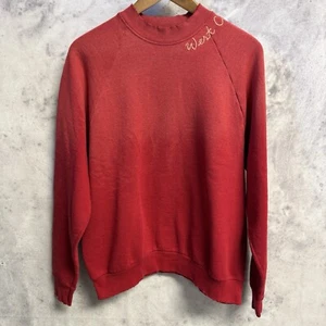 Vintage 90s West Coast Chain Stitch Sweatshirt Mens Large Red Crew Neck 90s Y2k - Bild 1 von 14