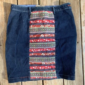 Anthropologie Holding Horses Ribbon Embellished Denim Stretch Mini Skirt Sz 28 6 - Picture 1 of 7