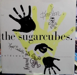 Sugarcubes Fully Autographed UK Coldsweat 12" Single W/Ticket & Press Photo RARE - Picture 1 of 10