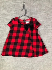 Tommy Bahama Dress Girls 5 Red Black Checkered Lined Pullover Plaid A-Line Bow - Picture 1 of 9