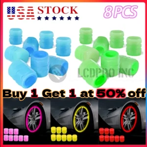 8Pcs Car Tire Caps Glow in The Dark Tire Valve Caps Glowing Tire Valve Stem Caps - Picture 1 of 20