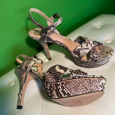 NEW VINCE CAMUTO WOMEN LEATHER STILETTO Size 10 Heel Pump Sandals SNAKE Pattern - Image 1 of 4