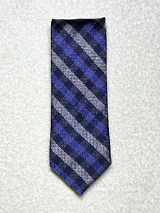 Tommy Hilfiger Neckwear Men’s Silk Skinny Tie Royal Blue Navy Grey Plaid 2.5”in - Picture 1 of 16