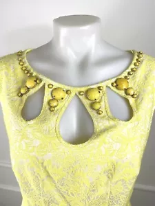Adrianna Papell Woman's Dress Yellow Beads Sz 6 ~ BEAUTIFUL ~ - Picture 1 of 8