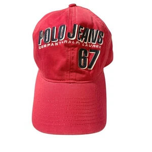 Gorra de béisbol roja Polo Jeans Company Ralph Lauren 67 bordada correa ajustable - Imagen 1 de 4