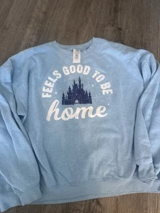 DISNEY MAGICAL FEELS GOOD TO BE HOME WOMEN SWEATER PULLOVER BLUE 2XL SPRING FALL - Picture 1 of 2