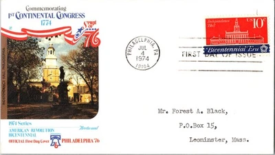USPS Scott 1546 FDC Congreso Continental Bicentenario Fleetwood c1974 Foto 1 de 4