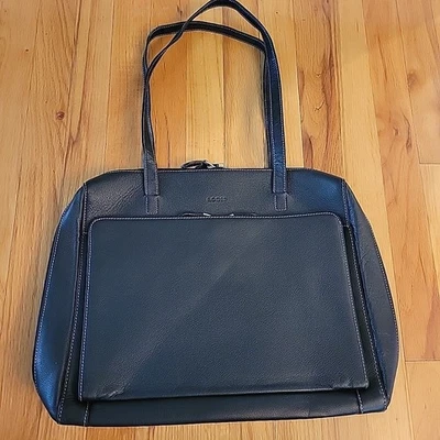 Bolso de Hombro Lodis Bolso para Laptop Maletín Cuero Guijarro Negro Expande Negocios Foto 1 de 4