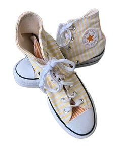 Converse Yellow Orange Striped Chuck Taylor Hi Top Platform Sneaker Sz 7.5 - Picture 1 of 8