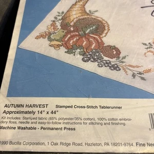 VtG Bucilla Stamped Cross Stitch Kit 82798 Autumn Harvest 14”X43” Table Runner - Picture 1 of 3