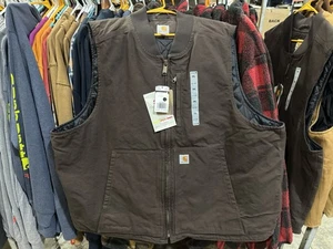 Carhartt Weste Zip dunkelbraun Canvas Diamond Quilt Futter Herren 3XL - Neu mit Etikett!!! - Bild 1 von 6