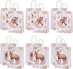 12x Pferde Papiertüten mit Henkel Kindergeburtstag Mitgebsel Geschenk Tüten - Bild 1 von 7