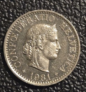 1981 SWITZERLAND / 10 RAPPEN / HELVETICA COLLECTIBLE COIN - Picture 1 of 2