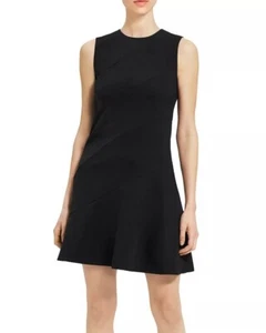 NEU THEORY DIAGONAL DRAPIERTES KLEID PRECISION PONTE ÄRMELLOS SCHWARZ GRÖSSE 10 - Bild 1 von 3