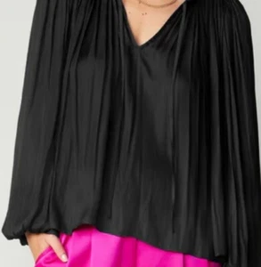 Current Air, Puffed Sleeve Blouse- size M, Black - Picture 1 of 8