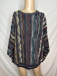 Vintage Roundtree & Yorke Multicolor Coogi Cosby Style Textured Knit Sweater XL - Picture 1 of 5