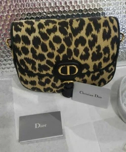 Christian Dior Medium Bobby Bag Beige Multicolor Mizza Jacquard ~ LEOPARD - Picture 1 of 7
