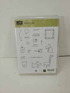 Stampin Up Friends Fur-ever  Stamp Set: dog, balloon, gift, chair NEW - Picture 1 of 4