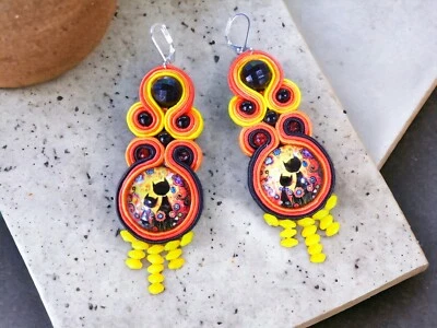 Ohrringe Technik soutache Kunsthandwerk , - Bild 1 von 4