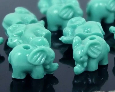 12 Blue Resin Coral Elephant Beads 10x14mm - Image 1 of 3