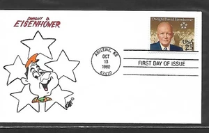 USA 1990 HAND PAINTED DWIGHT D EISENHOWER RICHARD ELLIS ANIMATED FIRST DAY COVER - Picture 1 of 1